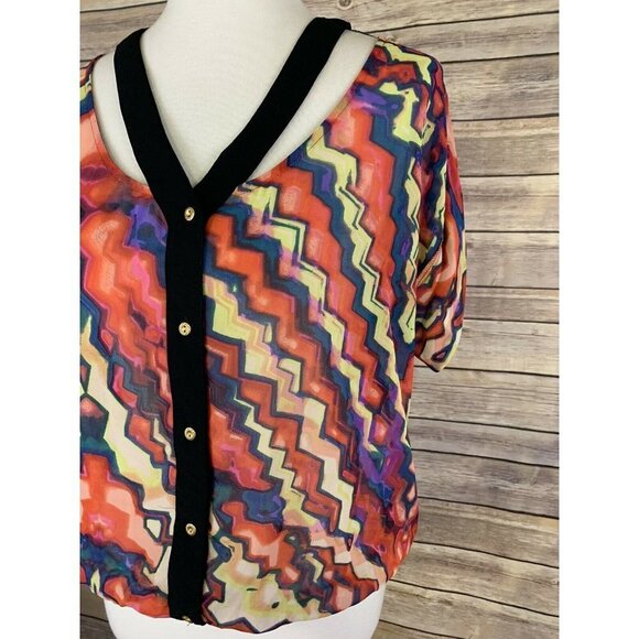 Gibson Latimer Small Button Front Top Sheer - Picture 3 of 10